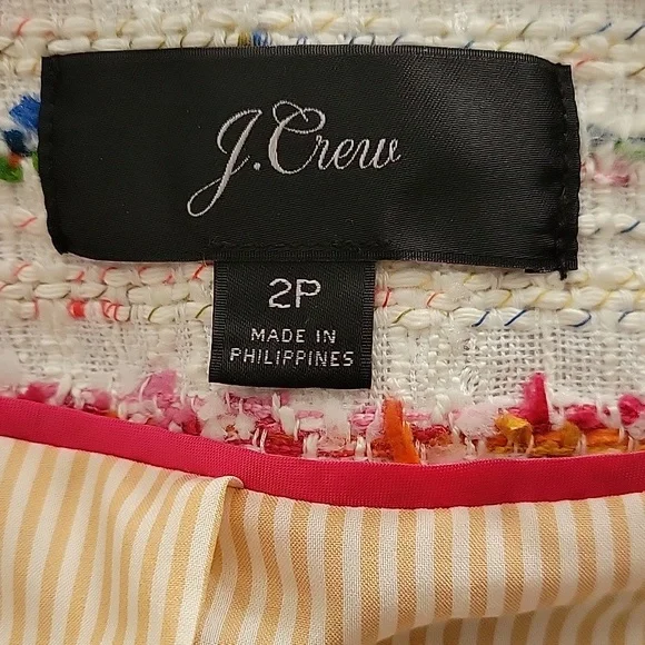 J. Crew Womens Long Sleeve Cropped Textured Tweed Blazer Sz 2p - Picture 4 of 12